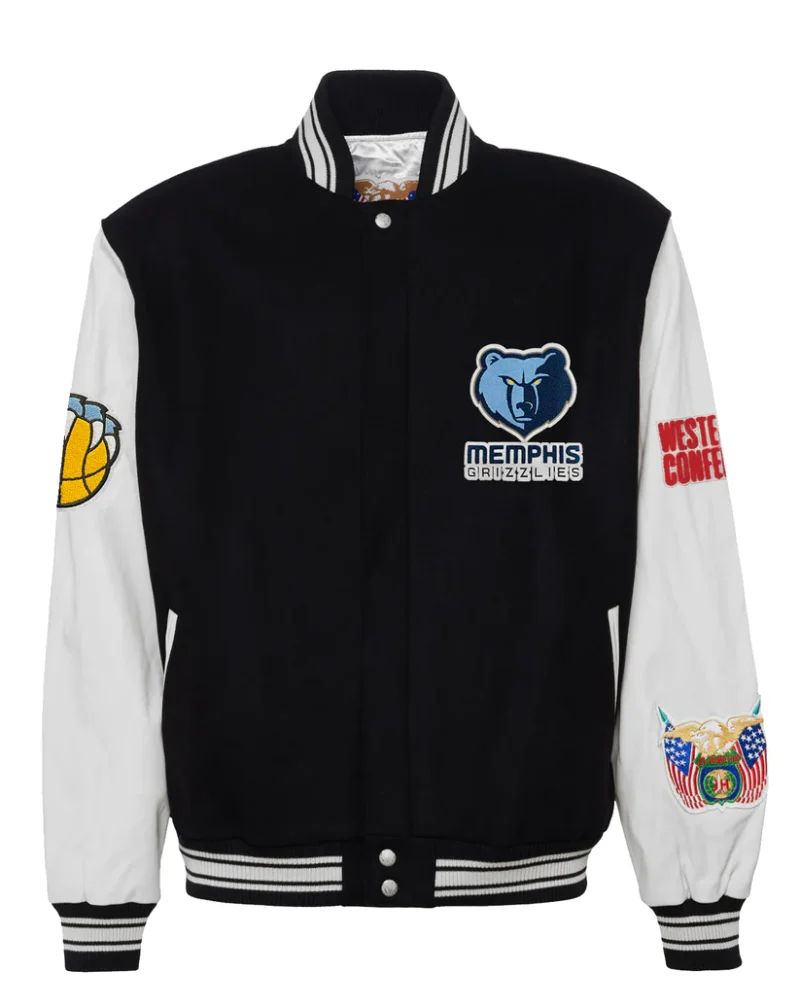 Memphis Grizzlies Wool & Leather Black / White Varsity Jacket