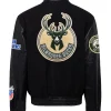 Milwaukee Bucks Wool & Leather Black Jacket