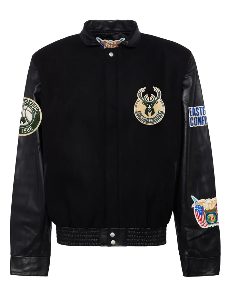 Milwaukee Bucks Wool & Leather Black Jacket