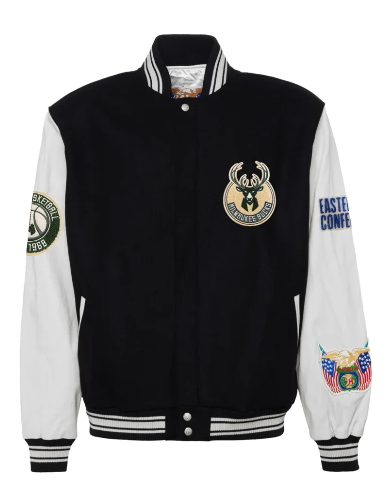 Milwaukee Bucks Wool/leather Black & White Varsity Jacket