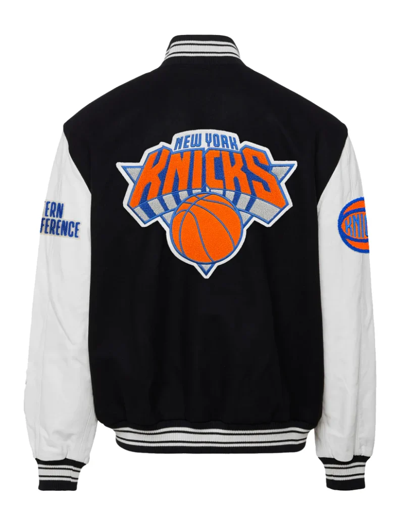 New York Knicks Wool & Leather Black/ White Varsity Jacket