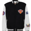 New York Knicks Wool & Leather Black/ White Varsity Jacket