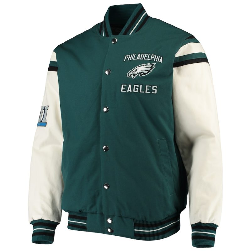 Philadelphia Eagles Green And White Full-snap Varsity Jacket