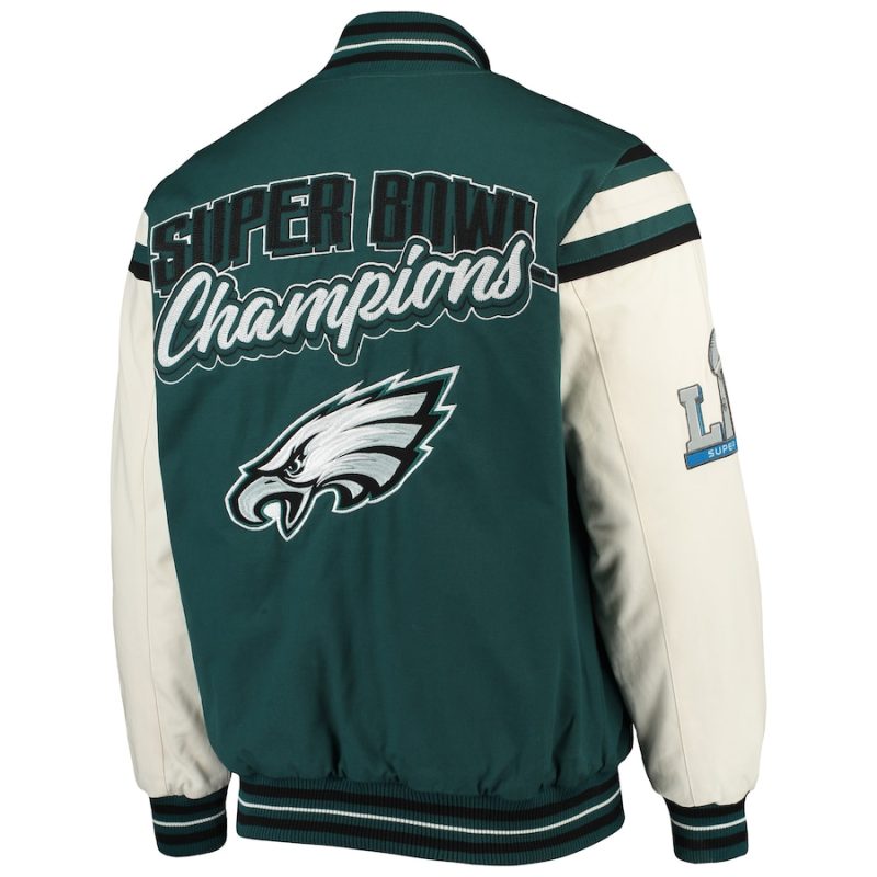 Philadelphia Eagles Green And White Full-snap Varsity Jacket