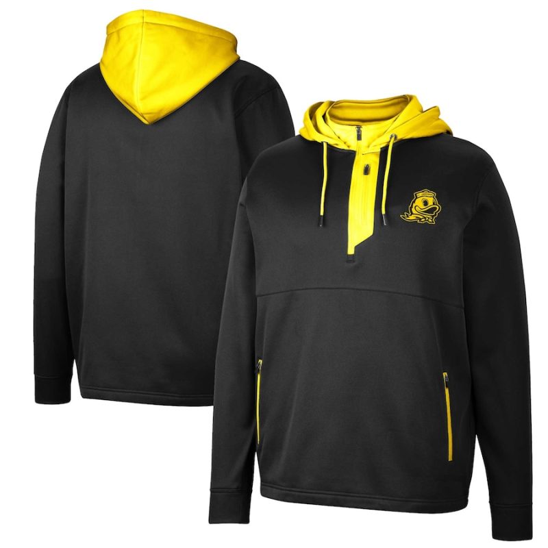 Colosseum Black Oregon Ducks Luge 3.0 Quarter-Zip Hoodie