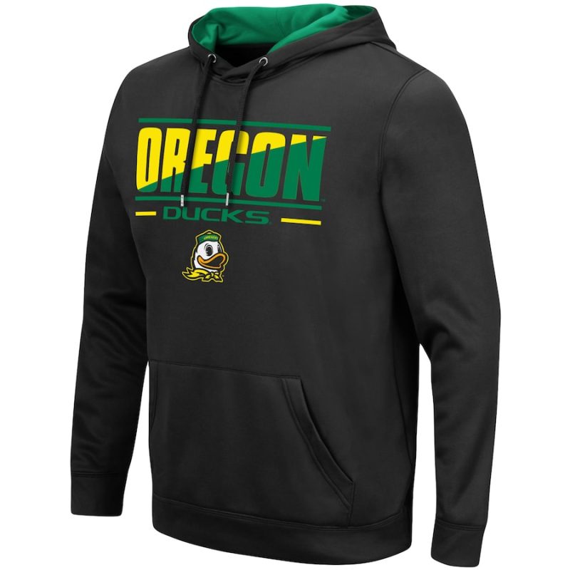 Colosseum Black Oregon Ducks Slash Stack 2.0 Hoodie