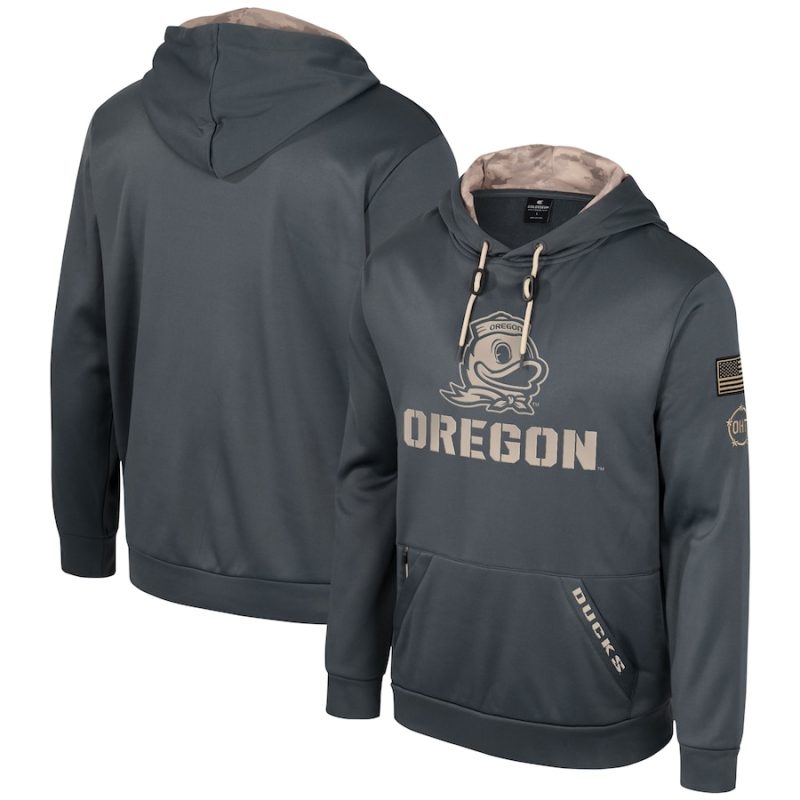 Colosseum Charcoal Oregon Ducks OHT Military Appreciation Hoodie