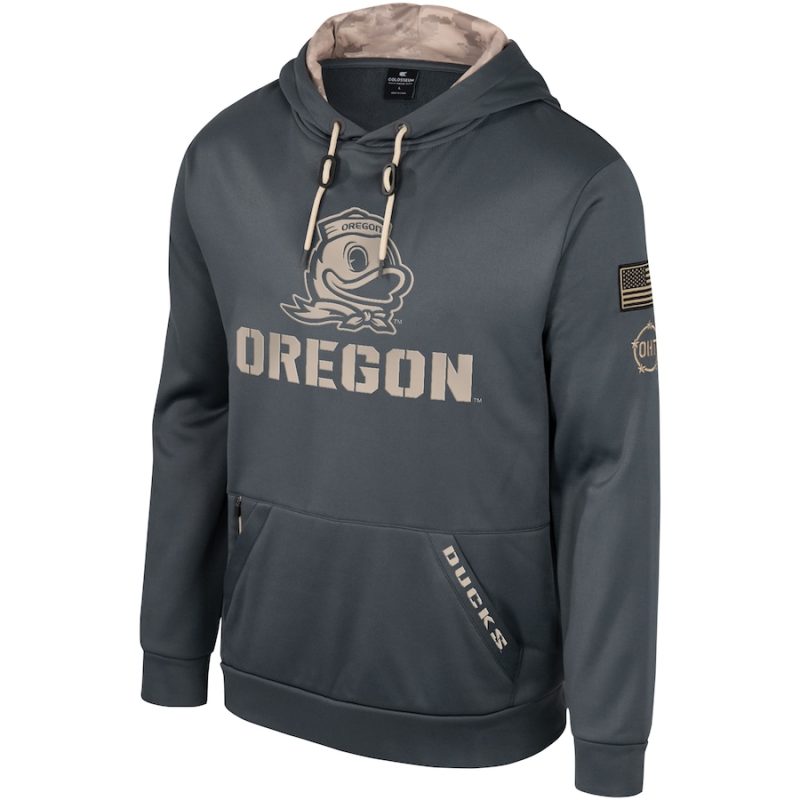 Colosseum Charcoal Oregon Ducks OHT Military Appreciation Hoodie
