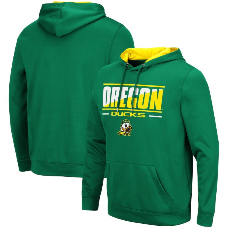 Colosseum Green Oregon Ducks Slash Stack 2.0 Hoodie