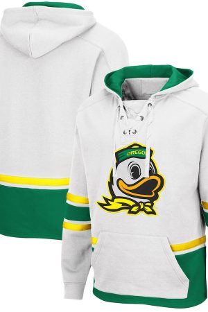 Colosseum White Oregon Ducks Lace Up 3.0 Hoodie