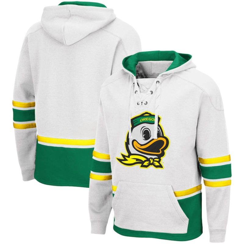 Colosseum White Oregon Ducks Lace Up 3.0 Hoodie