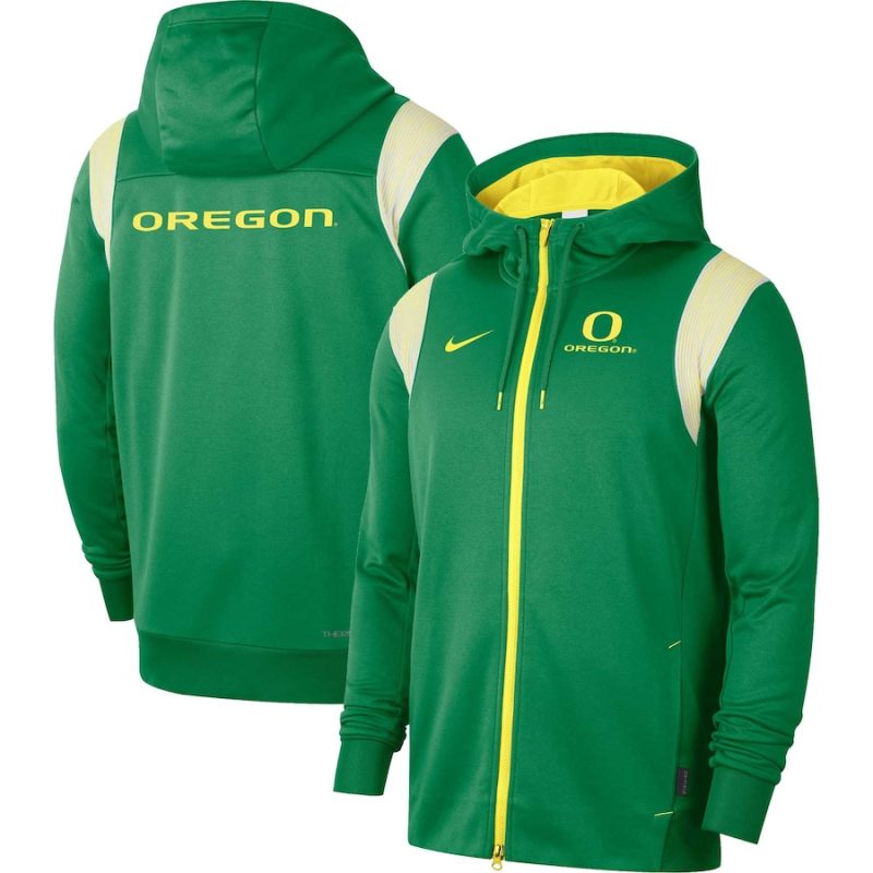 Nike Green Oregon Ducks 2022 Sideline Full-Zip Hoodie Jacket