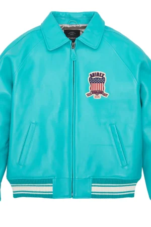 Avirex Limited Edition Leather Light Blue Icon Jacket