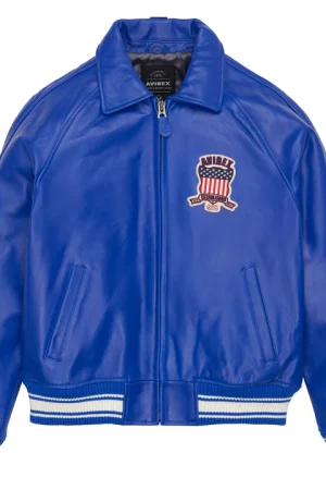 Avirex Limited Edition Blue Leather Icon Jacket