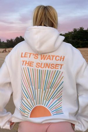 Let’s Watch The Sunset White Hoodie