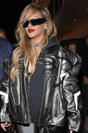 Rihanna F1 Grand Prix Black Leather Jacket