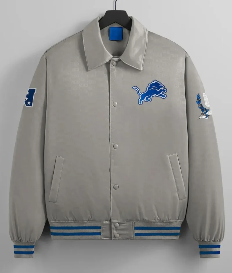 Chain Detroit Lions Gray Bomber Satin Jacket
