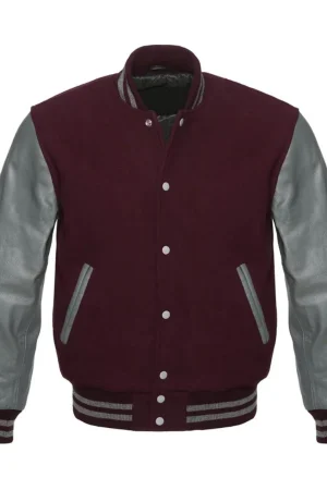 College/Baseball Maroon and Grey Jacket