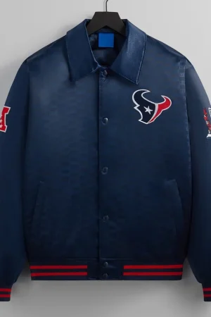 Meter Houston Texans Navy Bomber Satin Jacket