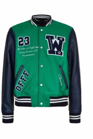 Eagle Logo Green and Blue Varsity Jacket