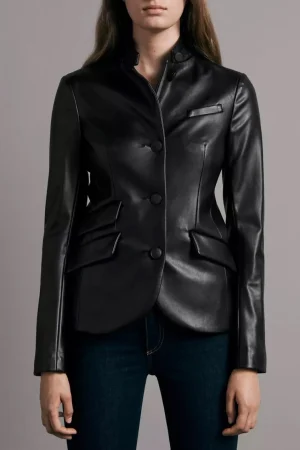 Women’s Black Leather Slade Blazer