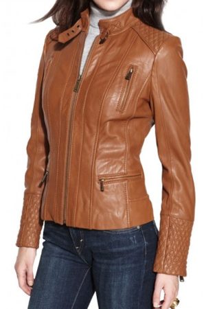 Women’s Brown Leather Motorcycle Jacket