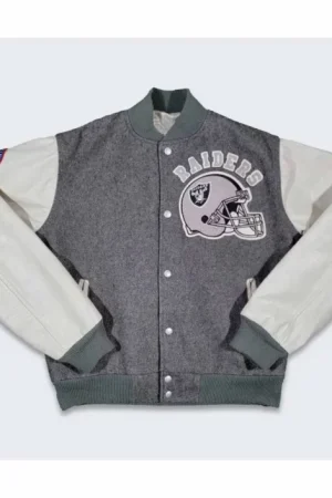 80’s LA Raiders Varsity Gray and Cream Jacket