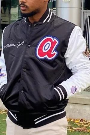 Atlanta Braves Satin White and Black Jacket