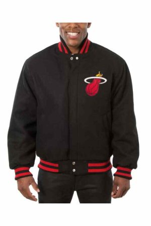 Black Miami Heat Jeff Hamilton Varsity Jacket