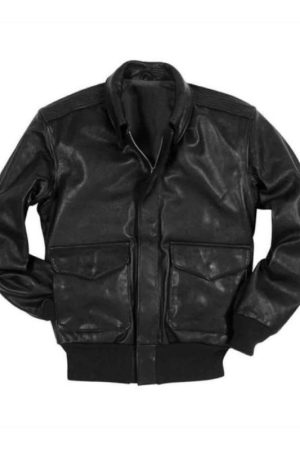 A-2 Flight Bomber Black Leather Jacket