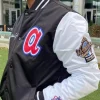 Atlanta Braves Satin White and Black Jacket