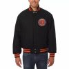 Black NBA New York Knicks Wool Leather Jacket