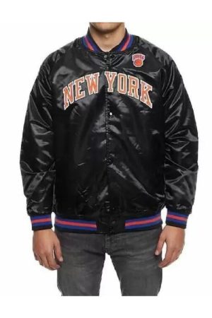 Black NBA New York Knicks Satin Jacket