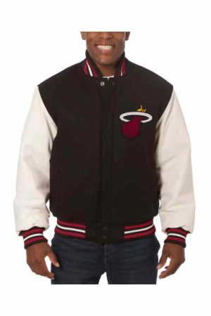 Black White Miami Heat Jeff Hamilton Varsity Jacket