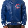 Blue MLB Jeff Hamilton Chicago Cubs Leather Jacket