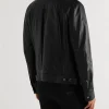 Shearling Trimmed Padded Leather Jacket