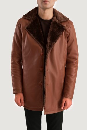 Cinnamon Brown Leather Fur Coat