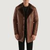 Cinnamon Distressed Leather Fur Coat