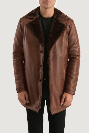 Cinnamon Distressed Leather Fur Coat