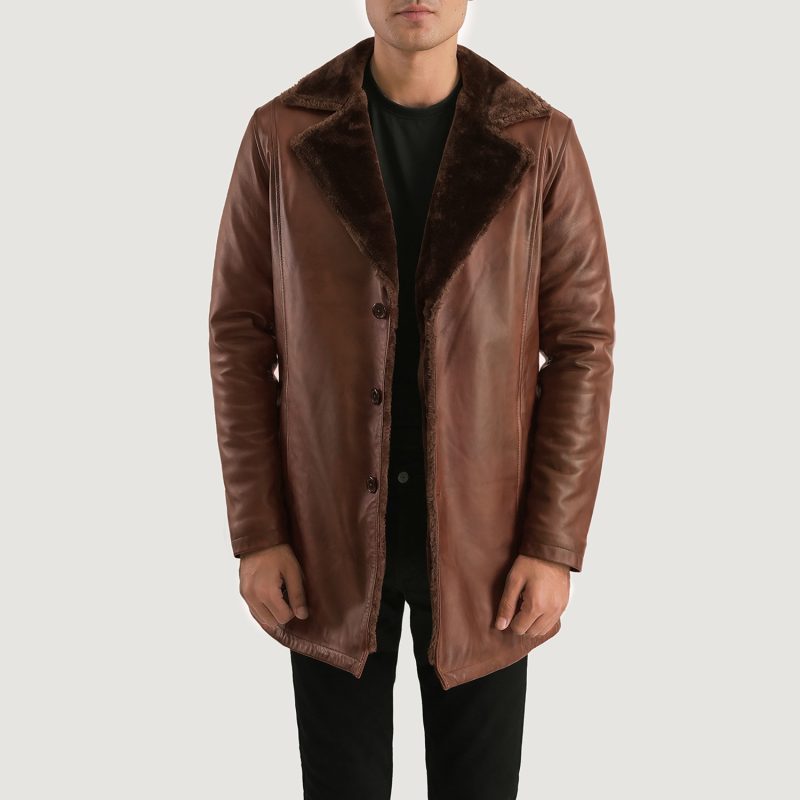 Cinnamon Distressed Leather Fur Coat