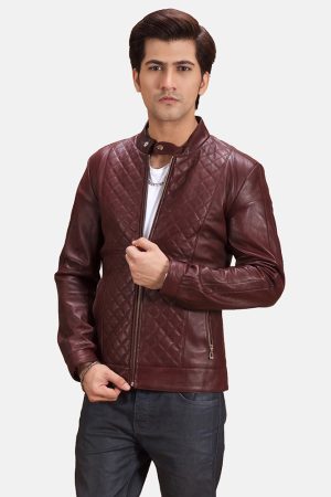 Burgunn Dee Maroon Leather Biker Jacket