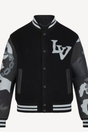 Chains Camo Lv Letterman Varsity Jacket