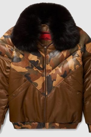 Brown V-Bomber Leather Jacket