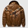 Brown V-Bomber Leather Jacket