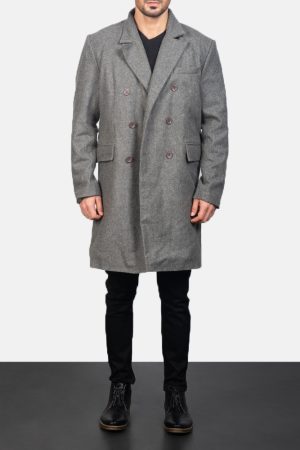 Claud Grey Wool Double Breasted Coat