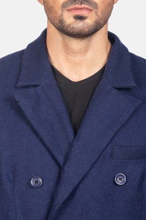 Claud Blue Wool Double Breasted Coat