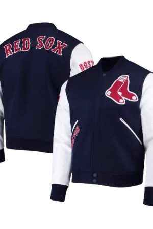 Boston Red Sox Navy Blue and White Varsity Jacket