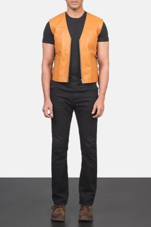 Brandon Tan Brown Leather Vest