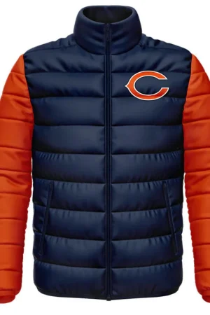 Chicago Bears Navy and Orange Puffer Jacket