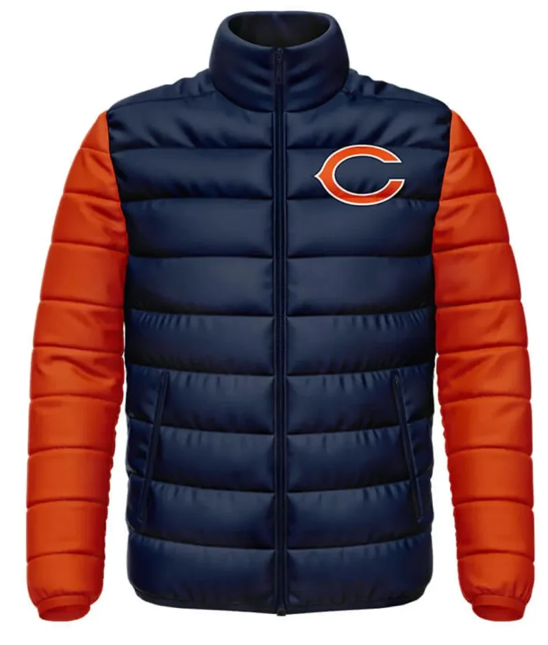 Chicago Bears Navy and Orange Puffer Jacket